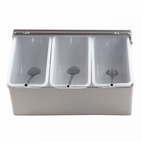 Kenmore 3 Compartment Stainless Steel Food Bar Party Restaurant Condiment Tray