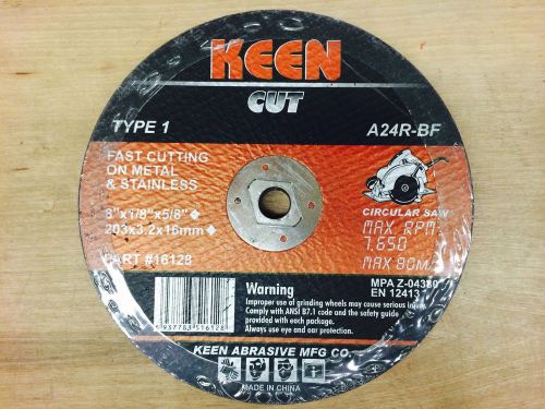 Keen #16125 8&#034;x1/8&#034;x5/8&#034; metal &amp; stainless cut off wheels, 10 pack for sale