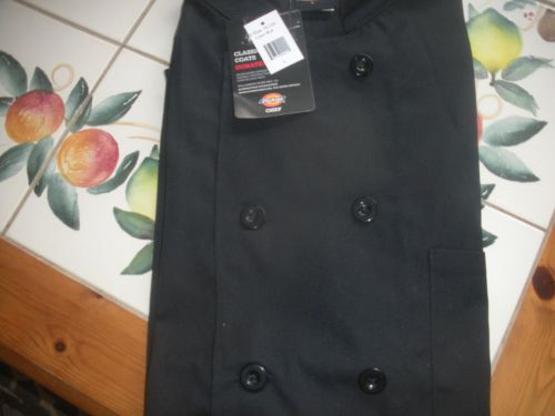 NWT Dickies Black Chef&#039;s Coat Size Large Short Sleeves