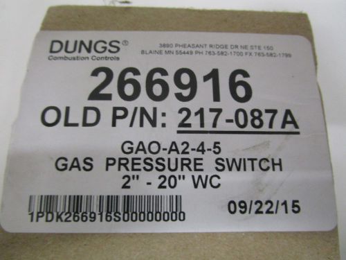 DUNGS 266916 GAS PRESSURE SWITCH 2&#034;-20&#034;WC *NEW IN BOX*