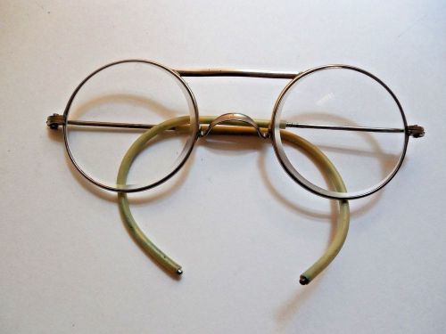 Vintage steampunk clear safety glasses~lens are 2&#034; in diameter~silver wire rim for sale