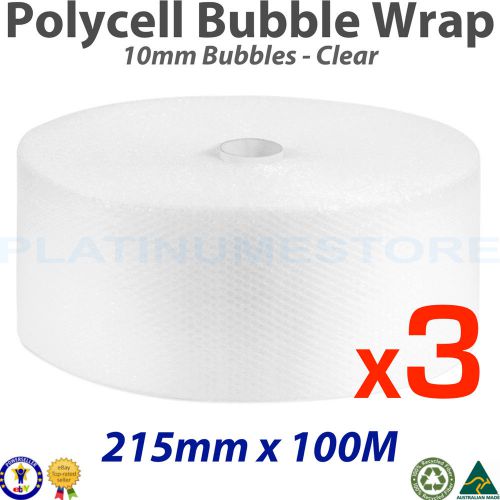 3 x 215mm x 100M Meters Bubble Wrap Roll POLYCELL Clear Bubblewrap 10mm Bubbles