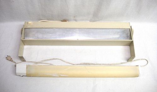 Vintage Pair of White Hanging Long Desk Top Lights 25&#034; &amp; 27&#034; Office Light