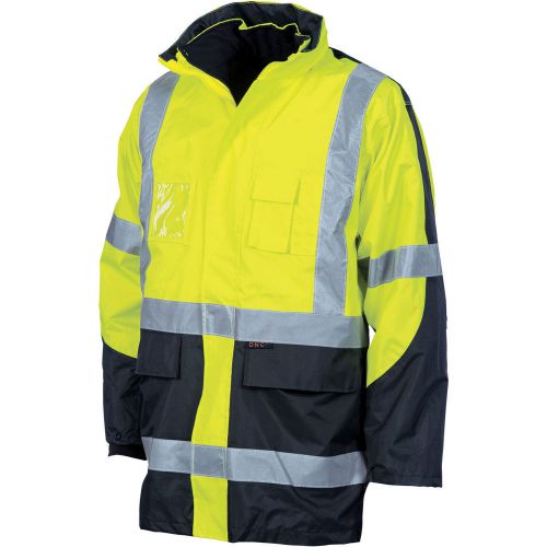Nwt dnc workwear hi vis contrast safety jacket removable fleece vest sz l  6pkc for sale