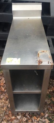 Used custom made stainless steel filler table cabinet with backsplash for sale