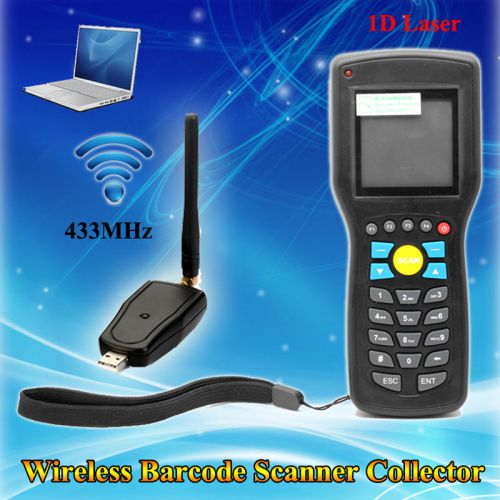 433MHz Wireless Laser Barcode Scanner Data Collector Inventory Machine Fr Win7/8