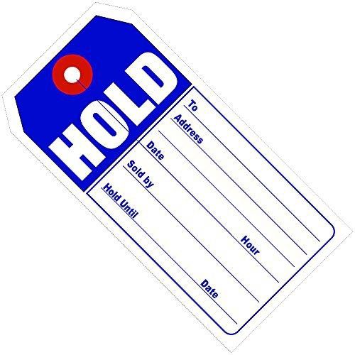 Partners Brand PG26011 Retail Tags, &#034;Hold&#034;, 4 3/4&#034; x 2 3/8&#034;, Blue/White (Pack of