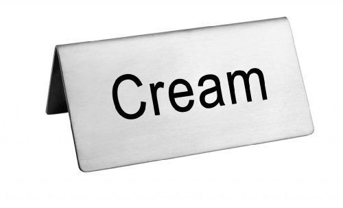 New star foodservice 27365 stainless steel table tent sign, &#034;cream&#034;, 3-inch by for sale