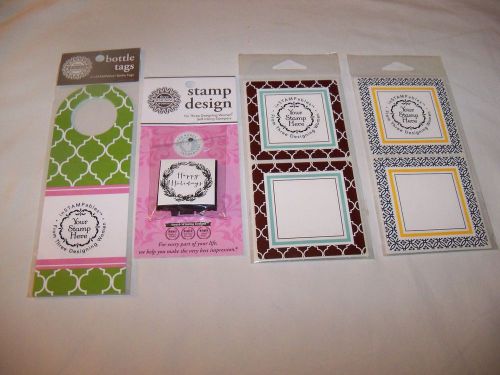 Three Designing Women Bottle Tags Gift Stickers Happy Holidays Stamp Design