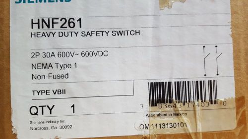 SIEMENS HNF261 DISCONNECT 30 AMP 600 VOLT SAFETY SWITCH