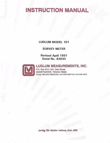 Original Instruction Manual for Ludlum Model 44-7 Alpha, Beta, Gamma Detector