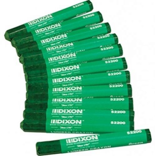 Dixon 52200 Lumber Marking Crayons, Green, 4-1/2 X 1/2 Hex, Pack Of 12
