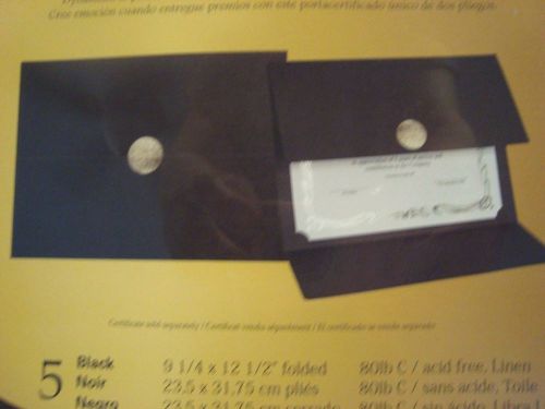 St James Elite Medallion Fold Certificate Holder Linen 5 Pack Black -NEW PACKAGE