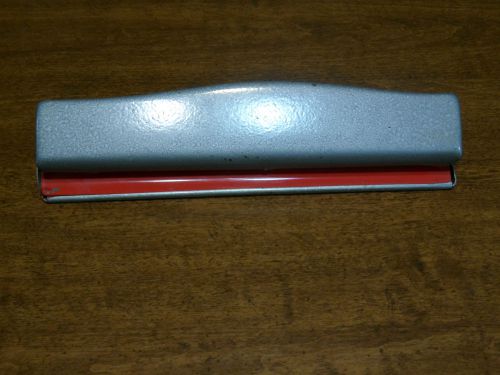 Vintage CLIX 3 Hole Paper Binder Punch Office Gray Red Metal New England USA