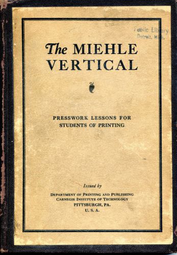 Miehle Vertical operating manual- letterpress