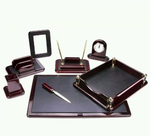 Office Set Supply Tray Pen Holder Executive Work Space Leather Desk Organizer