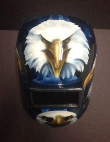 Custon Made Airbrushed Bald Eagle With Blue Reality Flames On Pipeliner Helmet