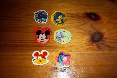 6X ERASERS FROM DISNEY/1 ERASER = 4X4 CM NEWNEW