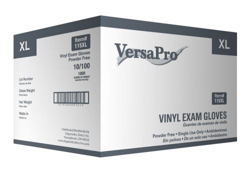 VersaPro Vinyl Exam Gloves Powder Free, 1000/cs Size: Extra Large
