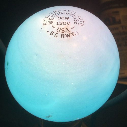 Rare Vintage 36W 130V Westinghouse Blue Light Bulb N.Y.C. Transit Authority