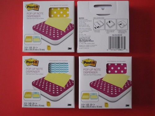 Nib set of 2 post-it® pop-up note fashion dispenser(s), assorted colors (3” x 3” for sale