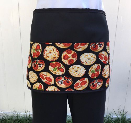 Black Italian Pizza server waitress waist apron 3 pocket  restaurant Cafe Bar