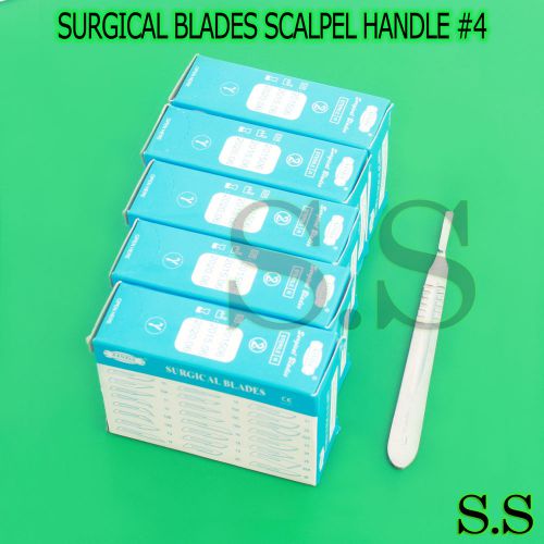 500 STERILE SURGICAL BLADES #20 #21 #22 #23 #24 W/ FREE SCALPEL KNIFE HANDLE #4