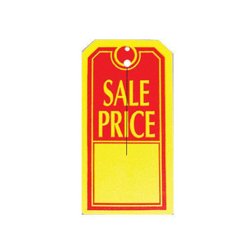 150 red &amp; yellow SALE PRICE tags w/ slit -  4 3/4 x 2 3/8 - Avery - Heavy Duty