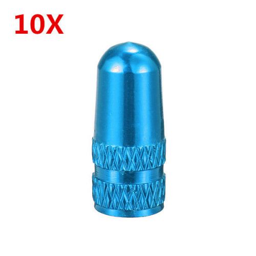 10pcs aluminum presta french wheel tyre air valve caps dust cover cycling blue for sale
