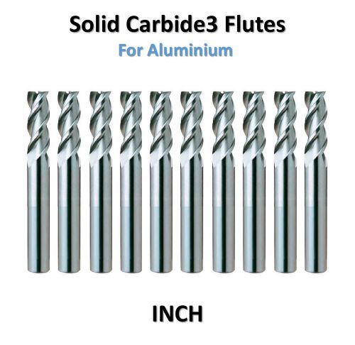 10pcs 7/64&#034; Solid Carbide End Mill 3 Flutes 45Hrc Aluminium 7/64x7/64x3/8x1-1/2