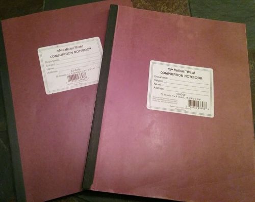 Lot of 2 National Brand Computation Notebook Brown/Green Paper 4x4 Quad 75 sheet