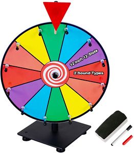12 Inch Heavy Duty Prize Wheel 12 Slot Tabletop Color Spinning Wheel With 2 Mode