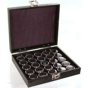 25 Black Gem Jars Box Coin Display Jewelry Travel Tray