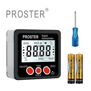 PROSTER Digital Inclinometer Level Box Protractor Angle Finder Gauge Magnet LCD