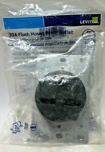 Leviton 30 Amp - 250V Flush Mount Power Outlet Black 6-30R