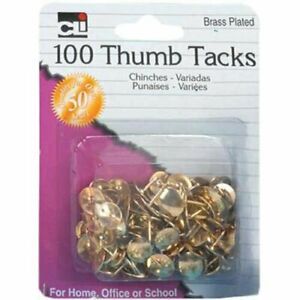 Charles Leonard Brass Plated Thumb Tacks, 100 count per pack -- 3 per case.