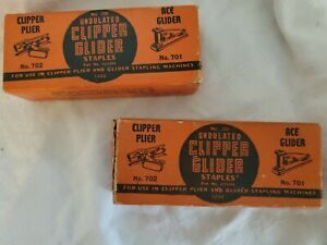 2 Boxes Vintage Staples Undulated Clipper Glider, Swingline, new old stock MCM