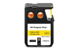1PCS Yellow All-Purpose Vinyl Label 1868772 fits DYMO XTL-300/500 Tape 3/4inx23f