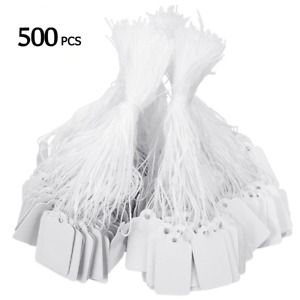 500pcs Price Label Tags Jewelry String Tie Watch White Blank Rectangular Display