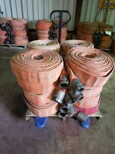 Red 3&#034; X 50&#039; SUPPLY FIRE HOSE with 2.5&#034; Red Head NH Couplings Tested 03/2020