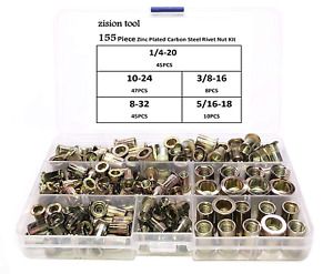 Zision Tool 155Pcs(8-32 | 10-24 | 1/4-20 | 5/16-18 | 3/8-16) Carbon Steel Unc Ri
