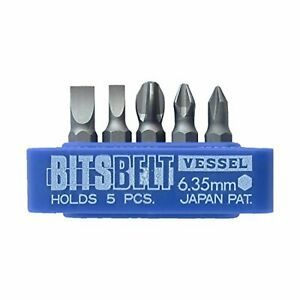 VESSEL TD-BS1 Replacement Bits Set 5 Bits With Bit Belt Holder Hand Tool F/S NEW