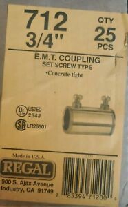 Regal 3/4&#034; 712 Emt Couplings Box Of 20 New open box