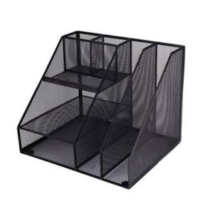 2X(Home Office Desktop Office Storage File Rack Organizer Sorter Black Metal