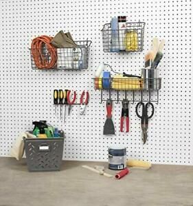 Pegboard &amp; Wall Mount Basket Versatile Wall Organizer Home &amp; Garage Storage