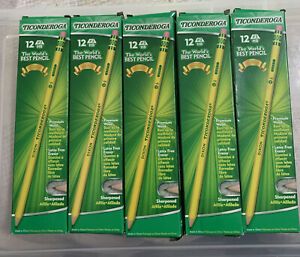 Ticonderoga Pre-Sharpened Pencils, HB, #2, Yellow, Dozen - Lot Of 5 60 TOTAL
