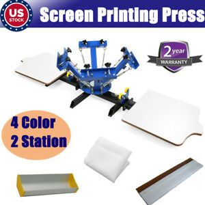 US 4 Color 2 Station Screen Printing Machine Equipment T-Shirt Printing Press