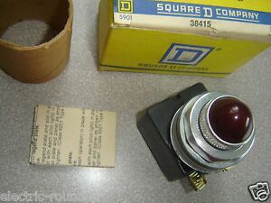 Square D 9001, KP-38R6 Pilot Light type 120v AC-DC Series F Red Lens