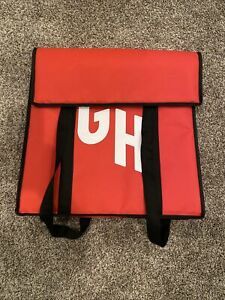 LARGE Grub Hub Bag Insulated Double Zipper Red 19&#034; X 19&#034;X 9&#034; NEVER USED W/STRAPS