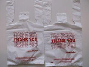 50 ct  ,PLASTIC SHOPPING BAGS ,T SHIRT TYPE, GROCERY ,WHITE  SMALL SIZE BAGS.